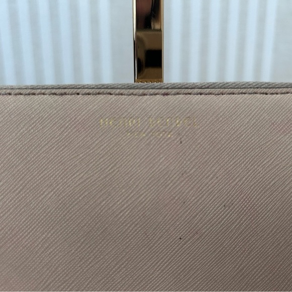 Henri Bendel West 57th Zip Around Continental Wallet Tan Beige Saffiano Leather - Picture 2 of 9